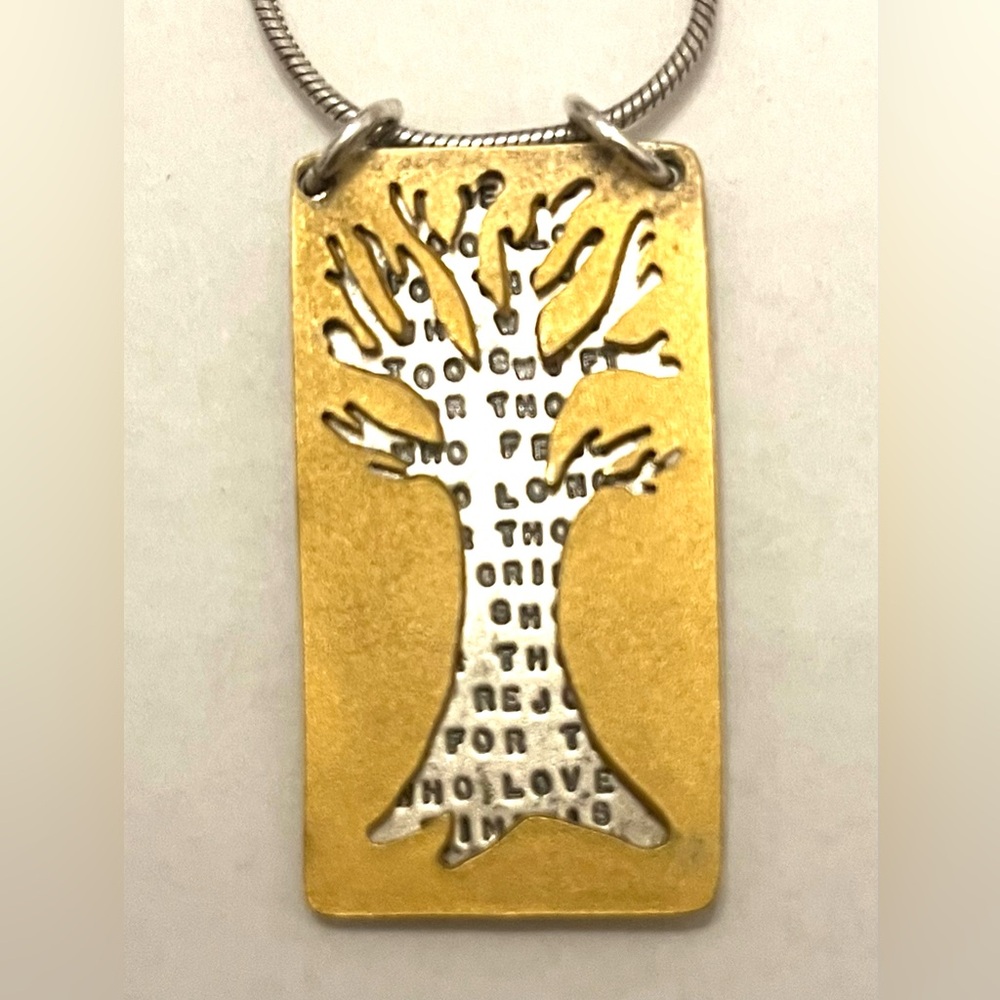 Kathy Bransfield Tree Pendant; 925 silver; 22 inch chain; Van Dyke poem inside